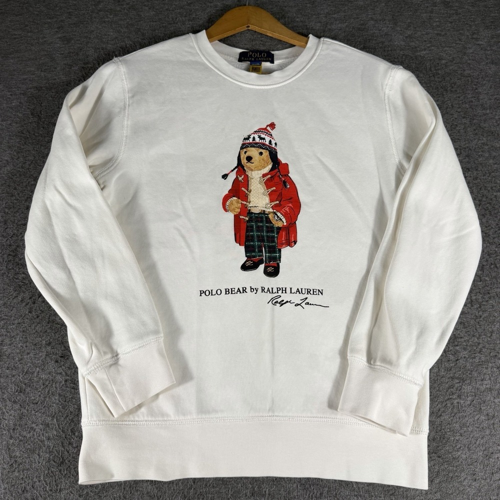 Polo Ralph Lauren Sweatshirt Boys Med Youth SZ 10-12 Polo Bear Crewneck Preppy